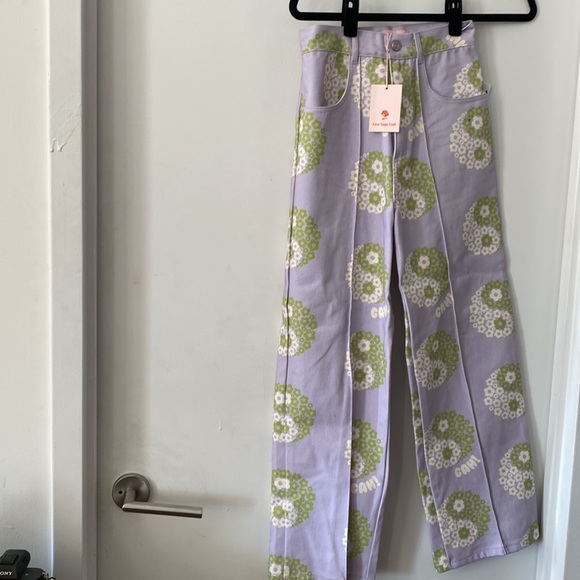 LISA SAYS GAH Uo Exclusive Printed Robyn Jean In Lavender Retro ^0's - Picture 2 of 7